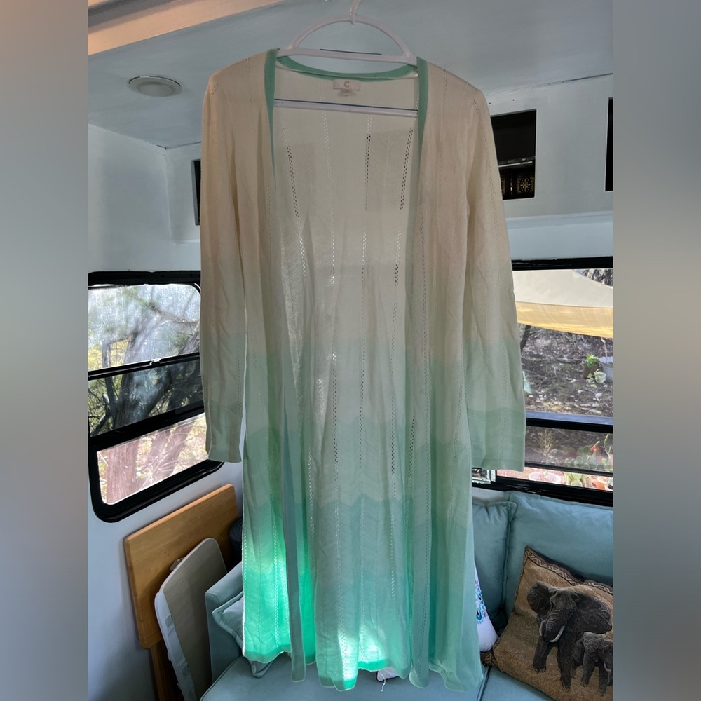 Charming Charlie Cream to Mint Green Ombre Lightweight Cardigan